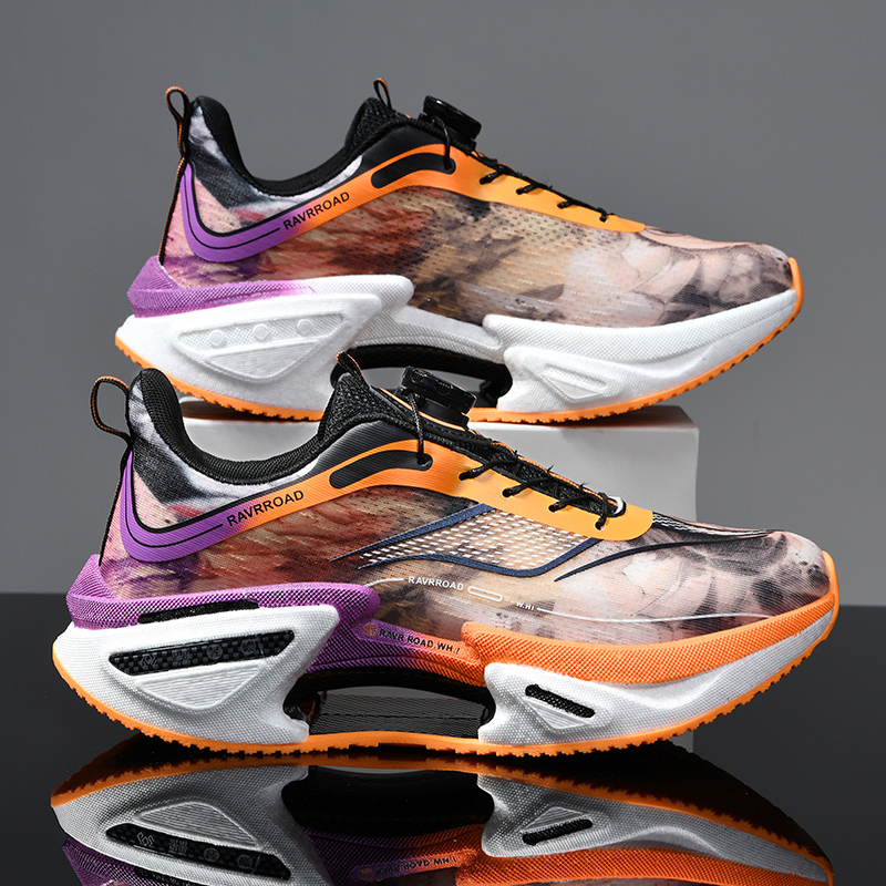 Running Shoe Carbon - รองเท้าวิ่งแบบยืดหยุ่นสำหรับผู้ชาย, รองเท้ากีฬาแบบมีแผ่นคาร์บอนพร้อมหัวเข็มขัดหมุนได้สำหรับผู้หญิง, รองเท้าดูดซับแรงกระแทกระดับมืออาชีพ