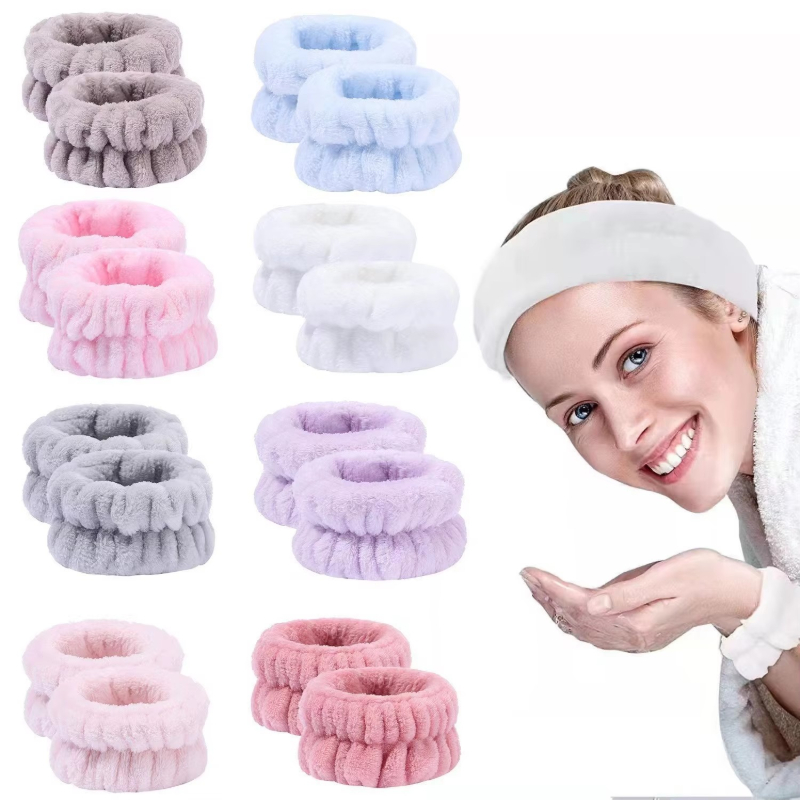 Sweat Band Wrist - 1/2/4 ชิ้น ผ้าคาดศีรษะและข้อมือสำหรับฤดูหนาว ซับน้ำได้ดี ใช้สำหรับเล่นกีฬา เช็ดเหงื่อ